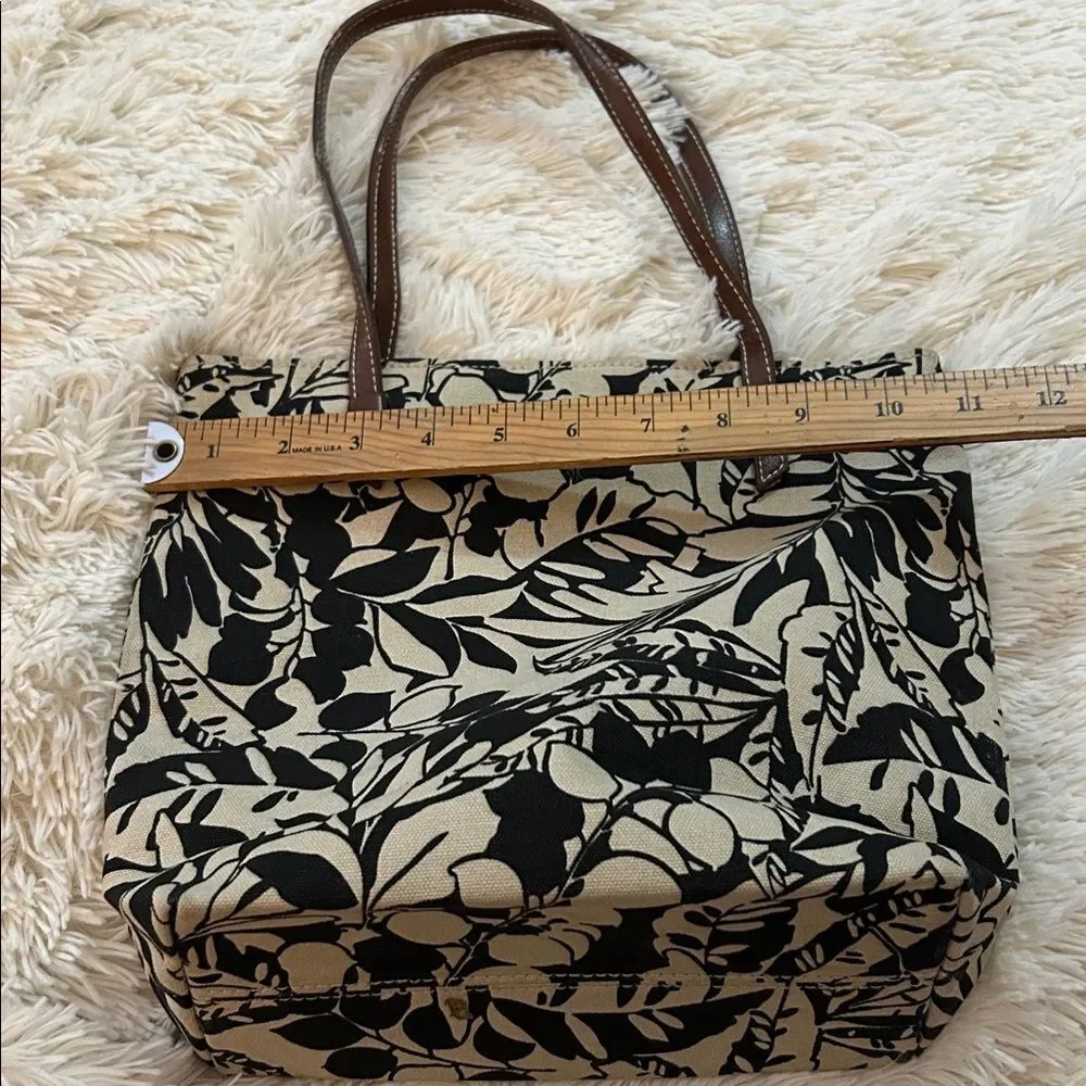 GAP Factory black and cream botanical small tote bag